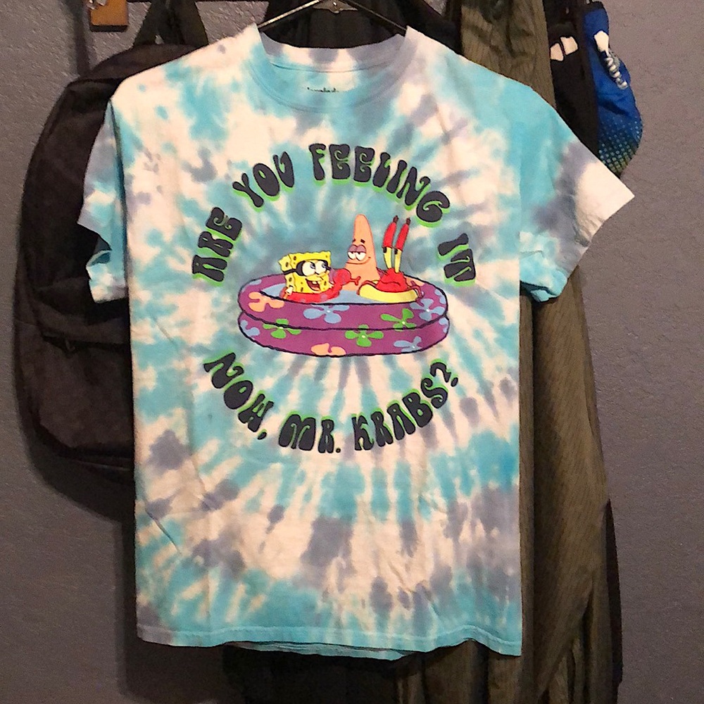 Blue Tie Dye Spongebob Shirt